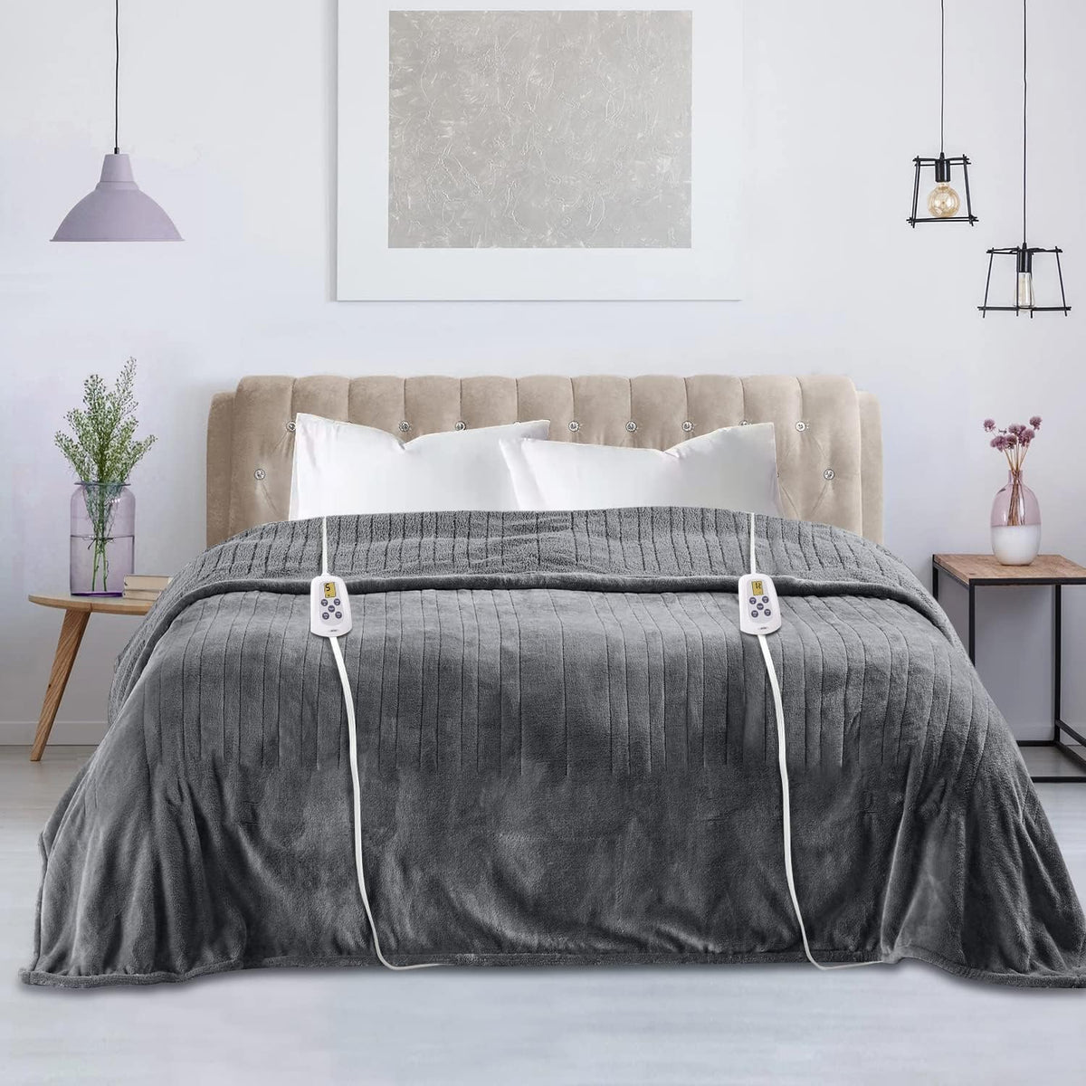RoyalCraft Heated Blanket King Size with Dual Control, Fast Heating Throw with 10 Heating Levels & 0.5-12 Hour Auto-Off, ETL Certified, Machine Washable, 5 Year Warranty