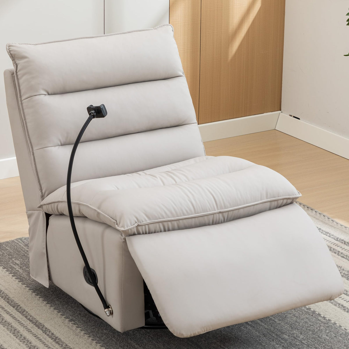 Oversized Rocker Recliner Chair for Adults, Swivel Rocking Recliner Bean Bag Chair Sofa, Armless Push Back Recliner Chair for Living Room Home Theater