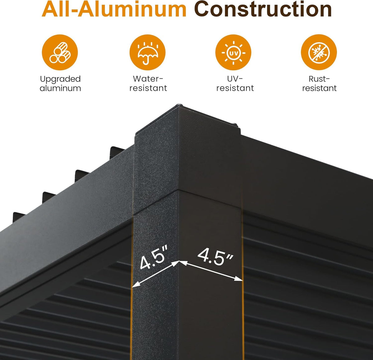 RoyalCraft Louvered Pergola 12'x 16', Aluminum Outdoor Pergola with Adjustable Rainproof and Gutter System, Metal Hardtop Gazebo for Patio, Deck, Garden, Yard, Black