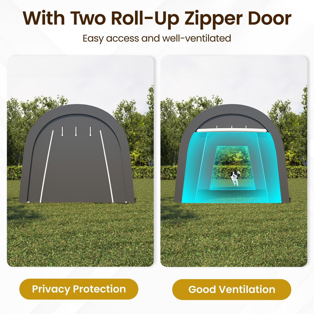 RoyalCraft Domed Carport, Portable Garage with 2 Roll up Doors, Heavy Duty Car Canopy Party Tent, All-Season Storage Shelter Shed Carport for Motorcycle, Boat, Truck, or Garden Tools, 13' x 20'