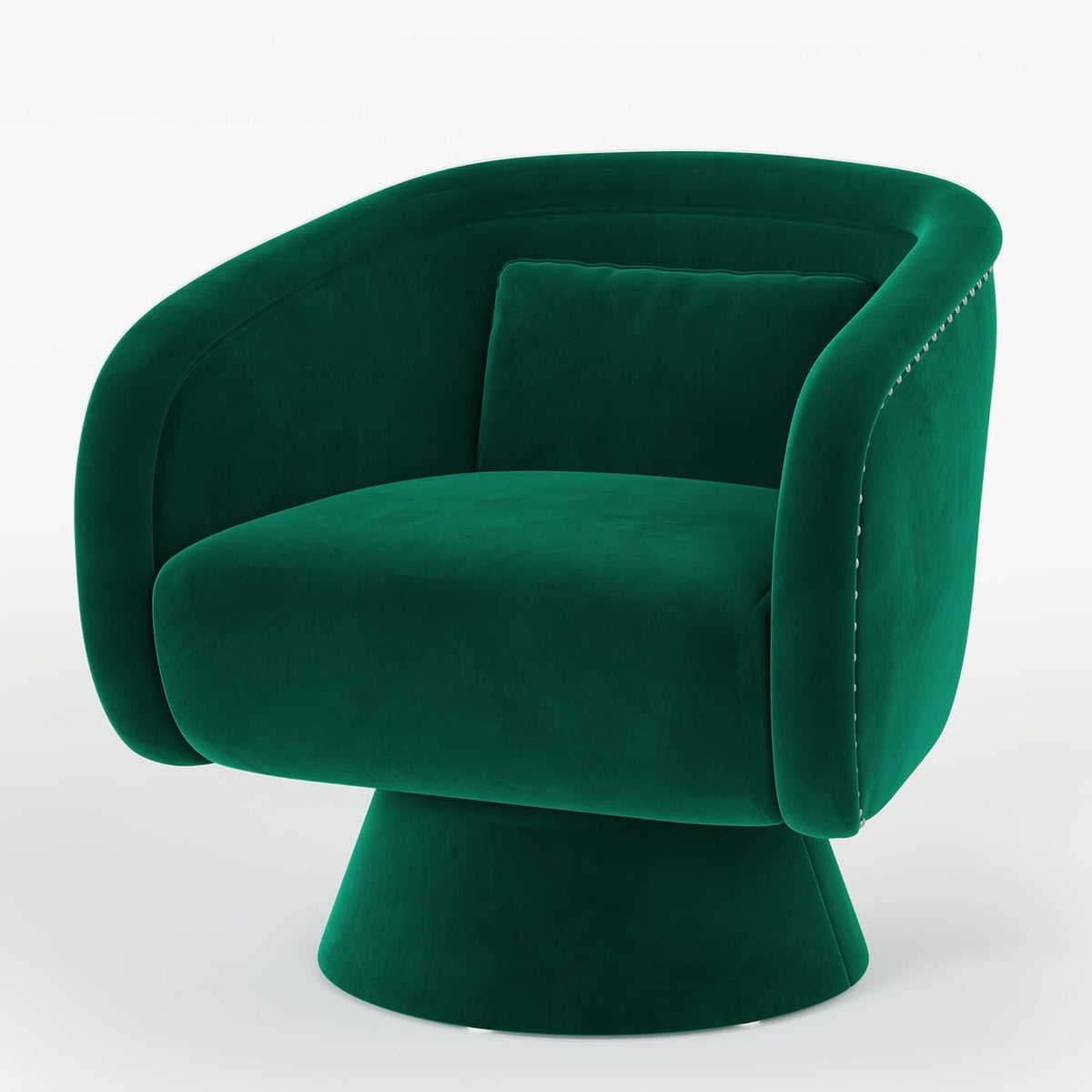 Superjoe Swivel Barrel Chair,360 Degree Swivel Accent Chair, Modern Round Chair with Pillow, Comfy Fabric Living Room Chairs for Bedroom, Office, Green