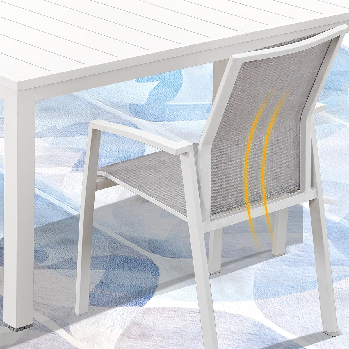 Superjoe Outdoor Patio Aluminum Dining Chairs Furniture Set of 6, Outside Stackable Furniture for Lawn, Balcony, Quick-Drying Textilene Fabric, White