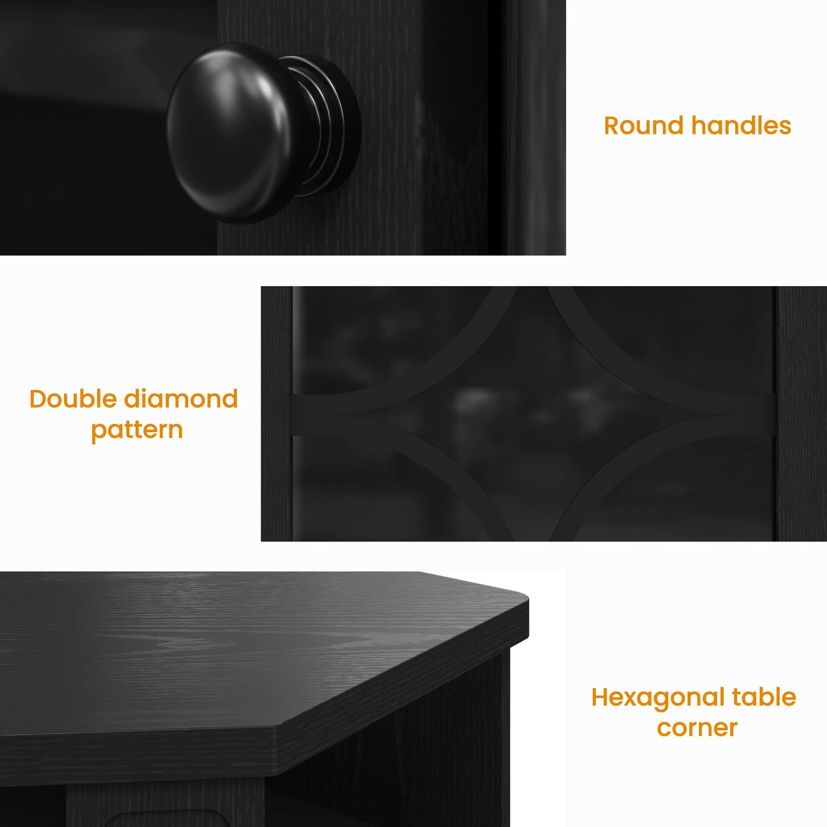 CozyHome Corner TV Stands, Wood Media Console Table with Adjustable Shelves & Acrylic Doors, Modern Entertainment Center for TVs up to 55'', Corner Cabinet for Living Room, Bedroom, Black