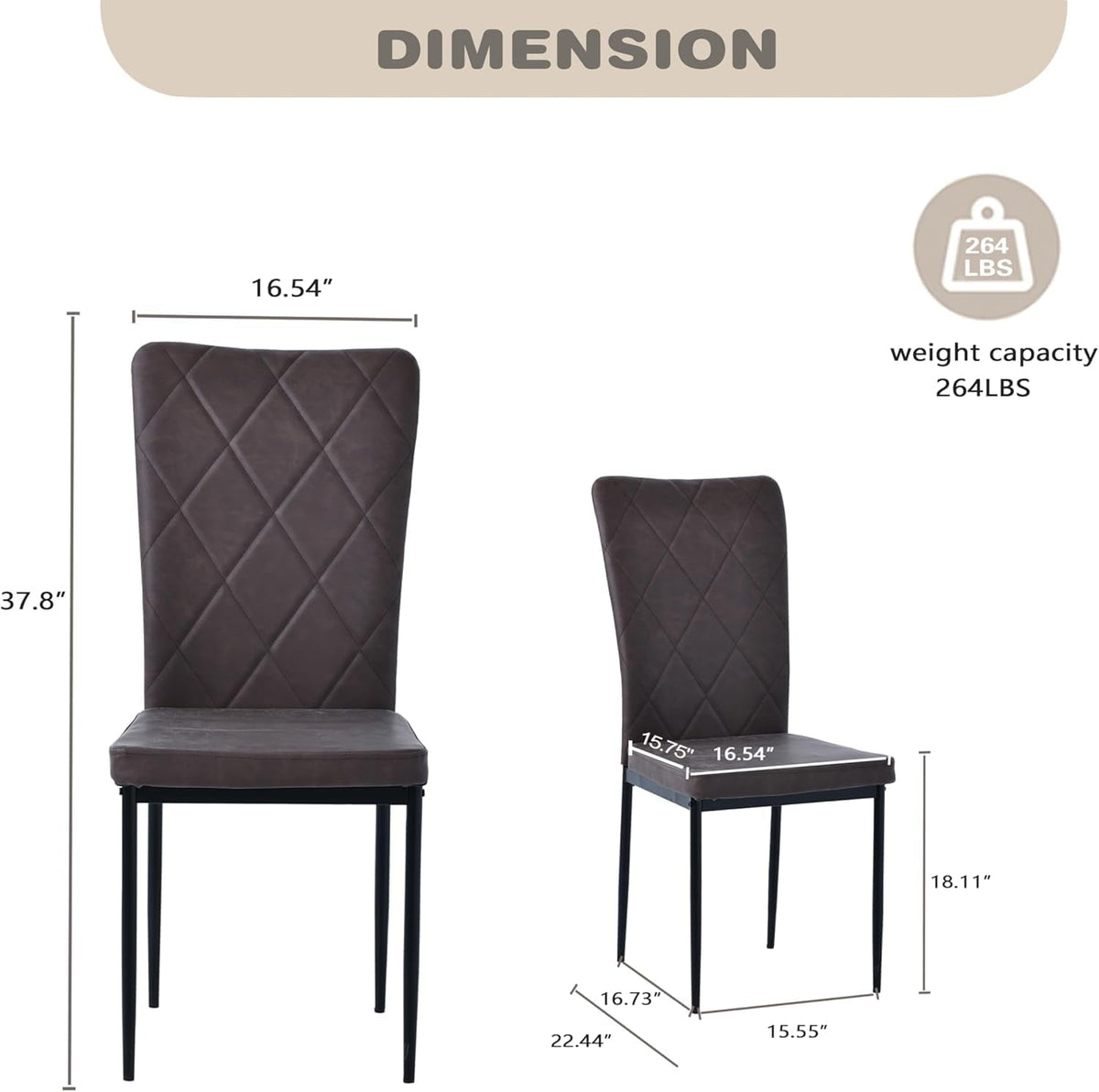 CozyHome PU Cushion Mid-Century Accent Chairs, Upholstered Dinning Chairs Set of 4, Kitchen Side Chair with Waterproof Surface and Iron Legs for Dining Room,Kitchen