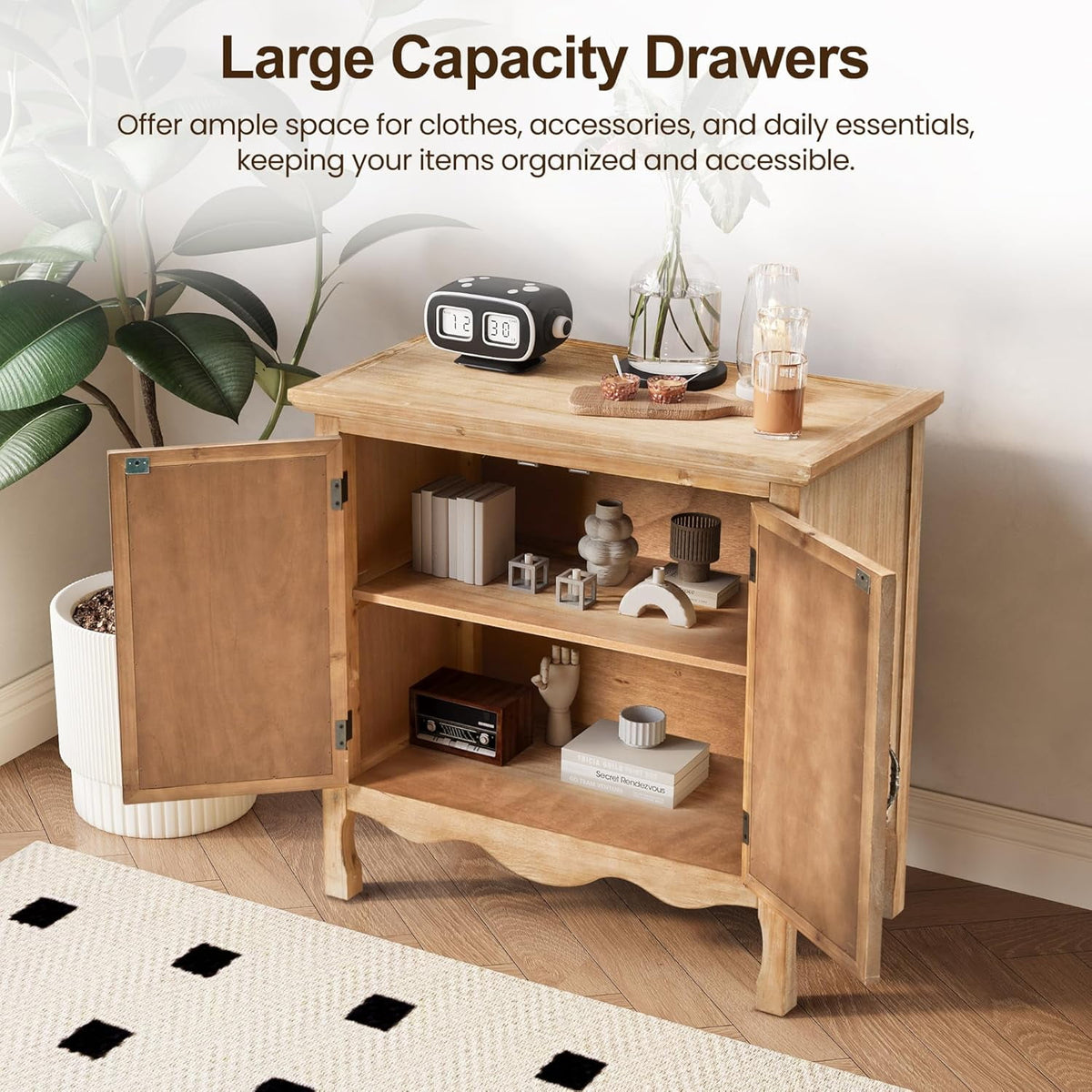 RoyalCraft 2-Door Storage Cabinet, Accent Buffet Server Cabinet, Kitchen Sideboard Cabinet, Wood Cabinet Organizer for Hallway, Dining Room, Living Room, Entryway