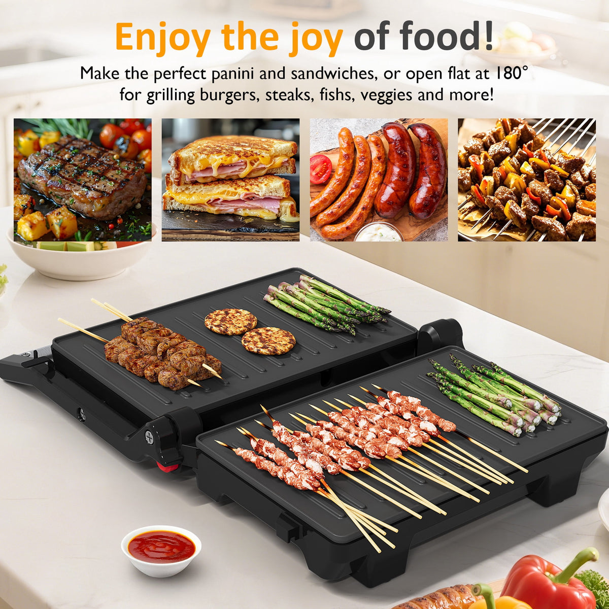 Royalcraft 1000W Portable Panini Press Sandwich Maker