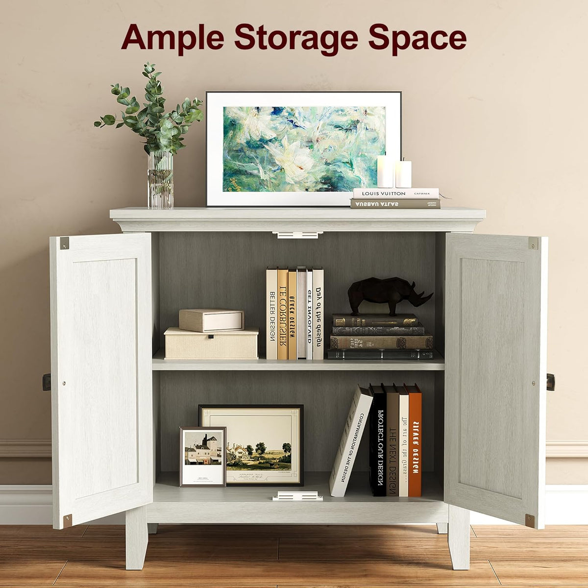 Royalcraft 2-Door Buffet Cabinet with Storage, Bohemian Sideboard with Adjustable Shelves, Wood Credenza Cabinet, Console Table for Bedroom, Living Room, Dining Room, Hallway