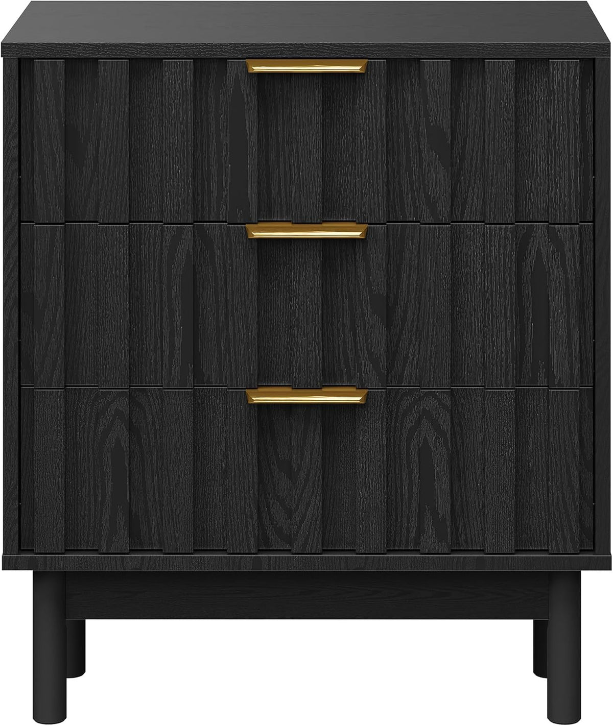 Royalcraft 3 Drawer Dresser, Modern Chest of Drawers with Fluted Panel Design, Wooden Storage Nightstand Side Table with Chic Edge Pull, Perfect for Bedroom, Living Room, Entryway