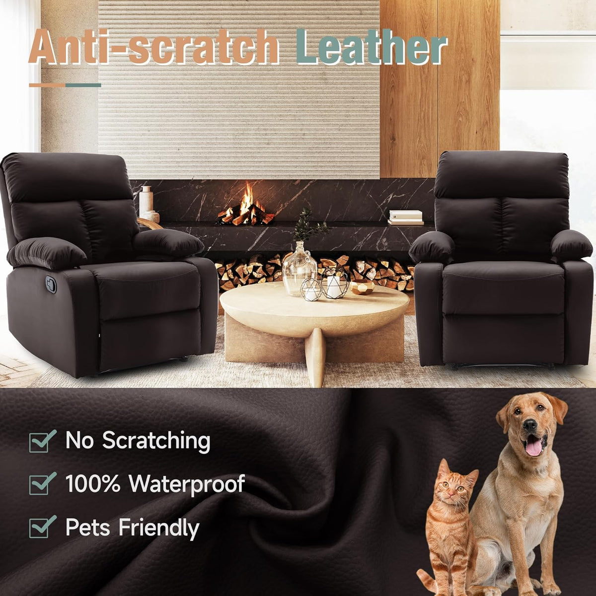 Manual Recliner Chair for Adults, Small Recliners for Small Spaces, Lazy boy Recliner Sofa Velvet Reclining Chairs for Living Room, RV, Bedroom