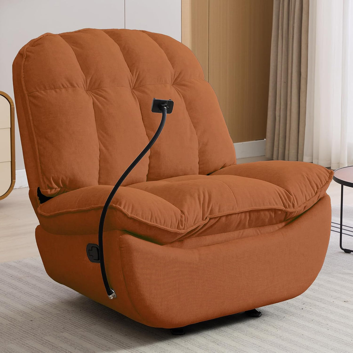 Oversized Rocker Recliner Chairs for Adults 400lbs, Rocking Recliner with Cell Phone Holder, Glider Rocker, Wide Large Single Recliner Sofa for Living Room Theater Seating