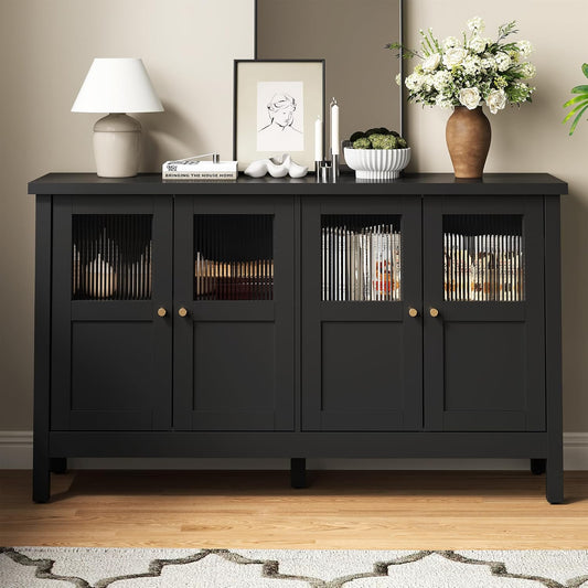 RoyalCraft Sideboard Buffet Cabinet with Storage, 55'' Storage Cabinet with Acrylic Accents, Accent Cabinet with Adjustable Shelves, Wood Credenza for Living Room, Dining Room, Entryway