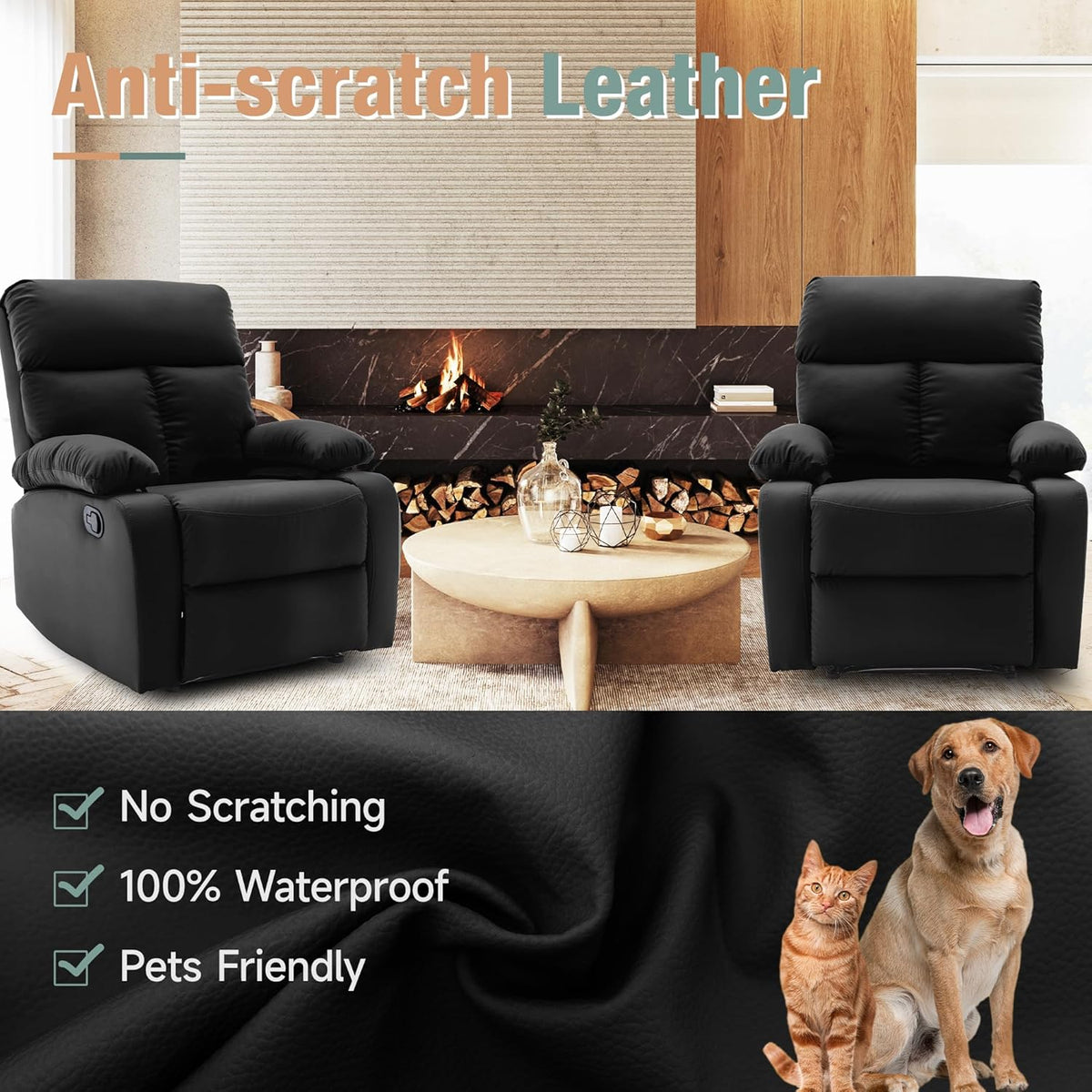 Manual Recliner Chair for Adults, Small Recliners for Small Spaces, Lazy boy Recliner Sofa Velvet Reclining Chairs for Living Room, RV, Bedroom