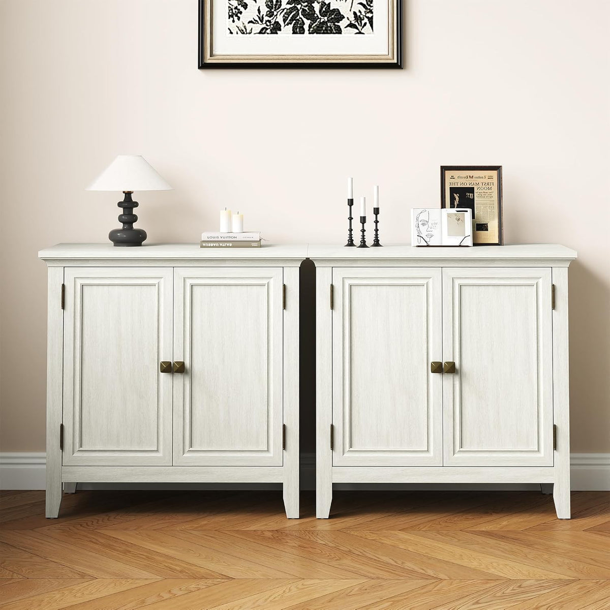 Royalcraft 2-Door Buffet Cabinet with Storage, Bohemian Sideboard with Adjustable Shelves, Wood Credenza Cabinet, Console Table for Bedroom, Living Room, Dining Room, Hallway