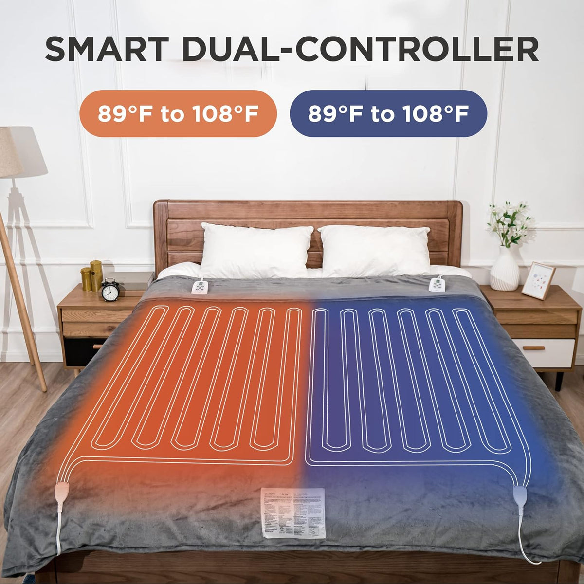 RoyalCraft Heated Blanket King Size with Dual Control, Fast Heating Throw with 10 Heating Levels & 0.5-12 Hour Auto-Off, ETL Certified, Machine Washable, 5 Year Warranty, Cream
