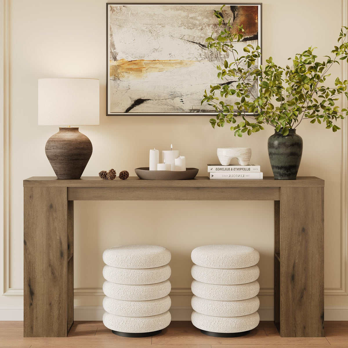 Royalcraft 63'' Long Console Table, Farmhouse Entryway Table with Storage, Narrow Sofa Table Behind the Coach, Wooden Rectangular Sofa Table for Living Room, Entrance, Hallway