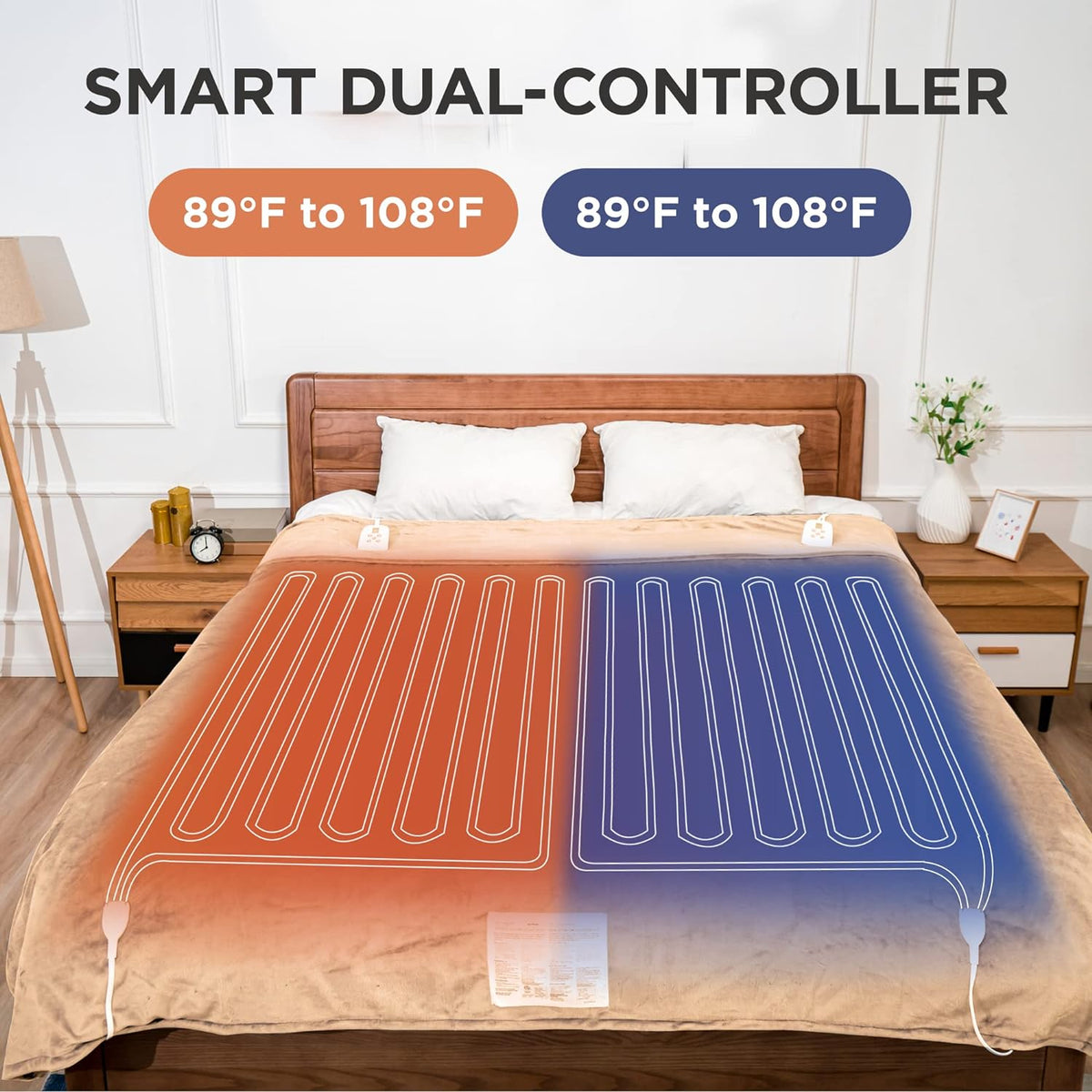 RoyalCraft Heated Blanket King Size with Dual Control, Fast Heating Throw with 10 Heating Levels & 0.5-12 Hour Auto-Off, ETL Certified, Machine Washable, 5 Year Warranty