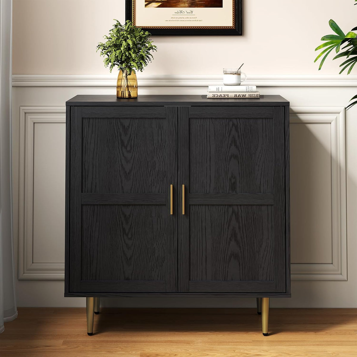 RoyalCraft 2-Door Storage Cabinet, Modern Wood Credenza with Adjustable Shelves, Freestanding Buffet Sideboard Cabinet for Living Room, Bedroom, Dining Room, Entryway