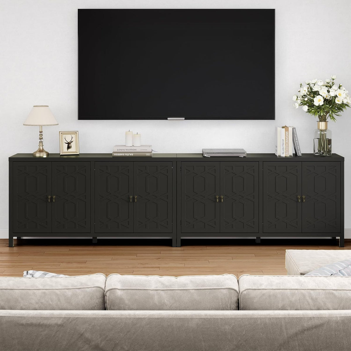 RoyalCraft Sideboard Buffet Cabinet with Storage, 60'' Mid Century Modern Storage Cabinet with 4 Doors and Adjustable Shelves, Accent Cabinet for Entryway, Dining Room, Living Room, Bedroom