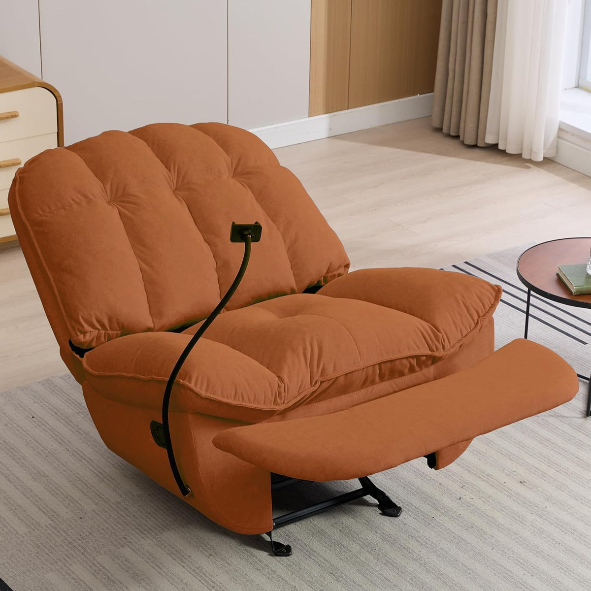 Oversized Rocker Recliner Chairs for Adults 400lbs, Rocking Recliner with Cell Phone Holder, Glider Rocker, Wide Large Single Recliner Sofa for Living Room Theater Seating