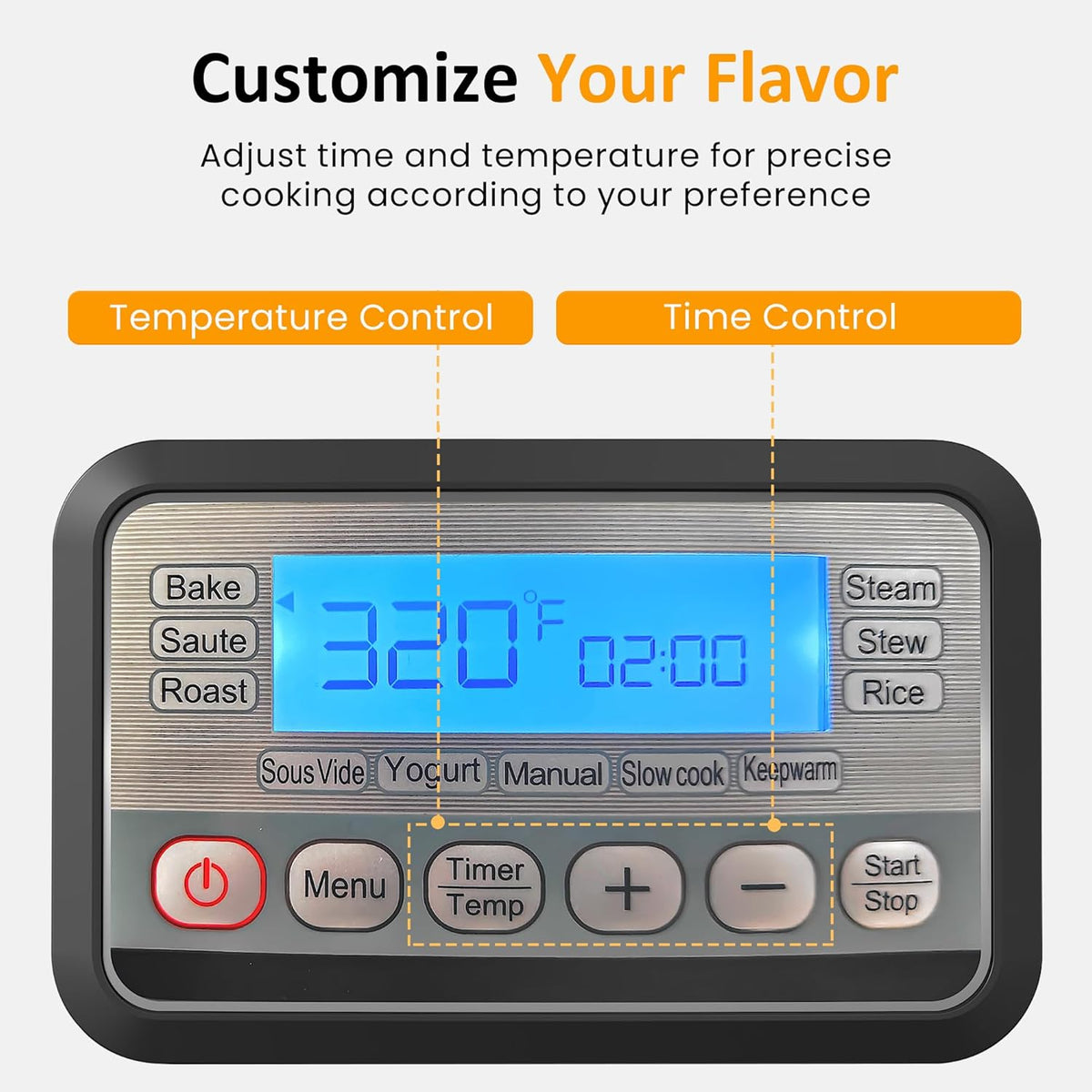 Royalcraft 11-in-1 Multi Slow Cooker Roaster Oven, 6.5QT Sliver Digital Programmable Slow Cooker with Rack, Large Removable Nonstick Crock, Glass Lid, Multicooker with Timer Temp Control, Delay Start