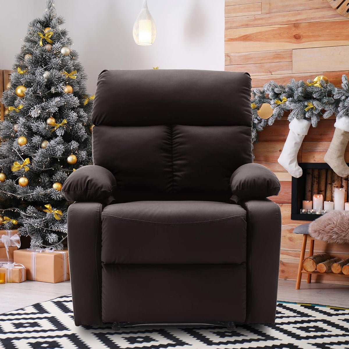 Manual Recliner Chair for Adults, Small Recliners for Small Spaces, Lazy boy Recliner Sofa Velvet Reclining Chairs for Living Room, RV, Bedroom