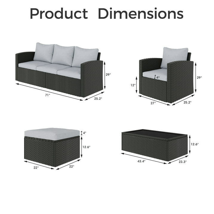 Royalcraft 8 Pieces Patio Furniture Set, All Weather PE Wicker Rattan Outdoor Sectional Sofa with Storage Box and Cushion, Outdoor Furniture for Lawn Backyard Poolside Porch