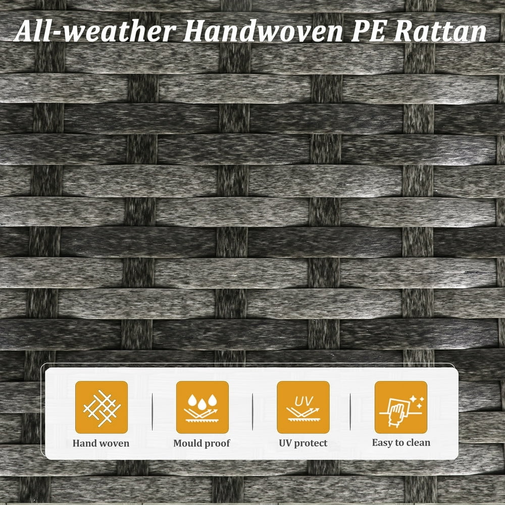 Royalcraft 7 Pieces Patio Conversation Sets, All-Weather PE Grey Wicker Outdoor Rattan Sectional Sofa, Patio Sofa Couch with Table and Grey Cushions