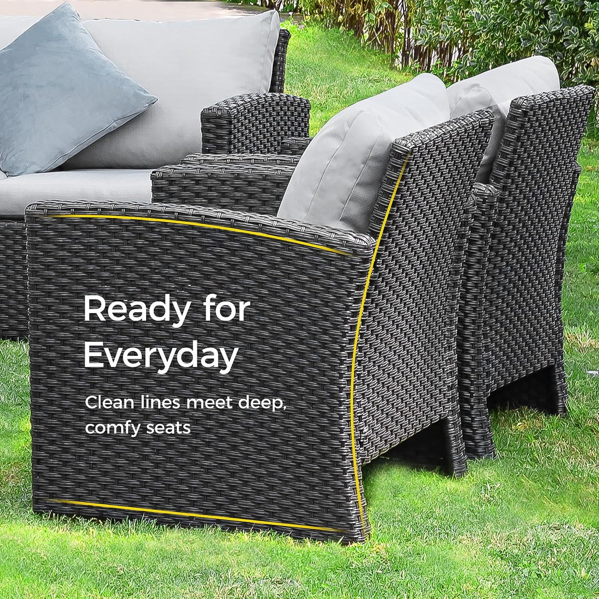 Royalcraft Outdoor Patio Loveseat, Wicker Rattan Outside Furniture Couch Sofa with Grey Cushions