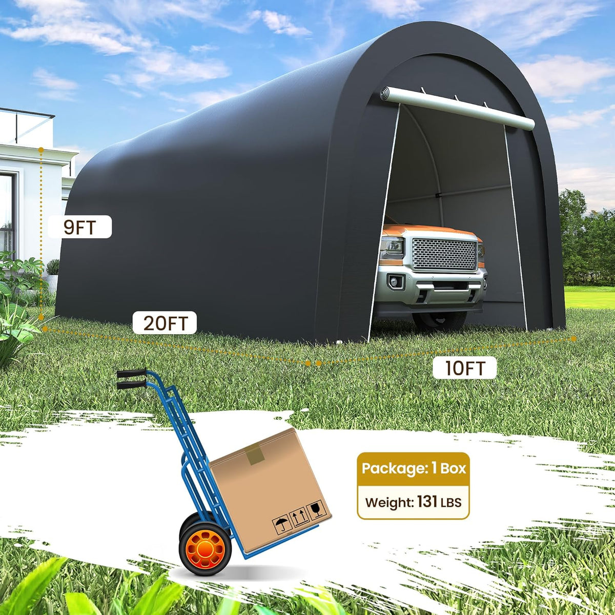 Wisteria Lane Heavy Duty Carport with 4 Cloth Bags, All-Weather Car Canopy with 2 Roll-up Doors, Portable Garage Storage Shelter Shed for Cars, Truck, or Garden Tools