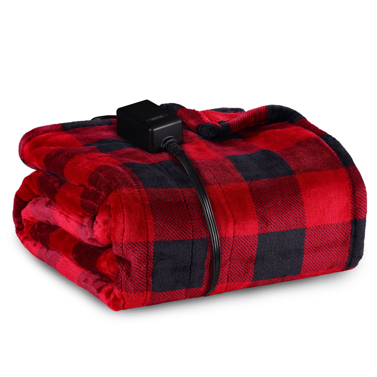 RoyalCraft Heated Blanket 50" x 60", Heating Electric Throw Blanket, 10 Heat Settings, 12 Hours Auto Off, Machine Washable, ETL Certified, Overheating Protection, Black & Red
