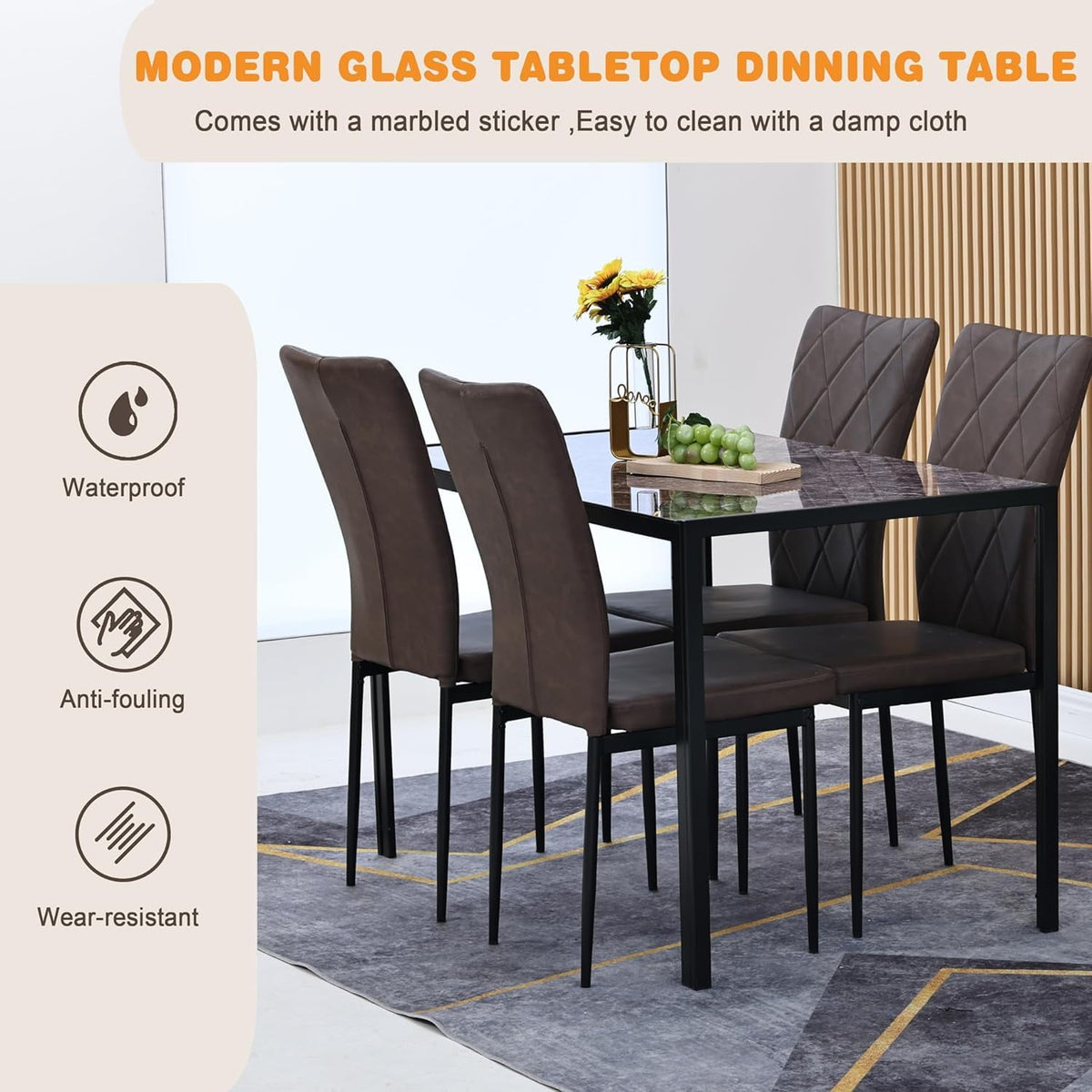 RoyalCraft  47" Dining Table for 2-4People, Rectangular Kitchen & Dining Room Tables for Eating Dinner£¬Black