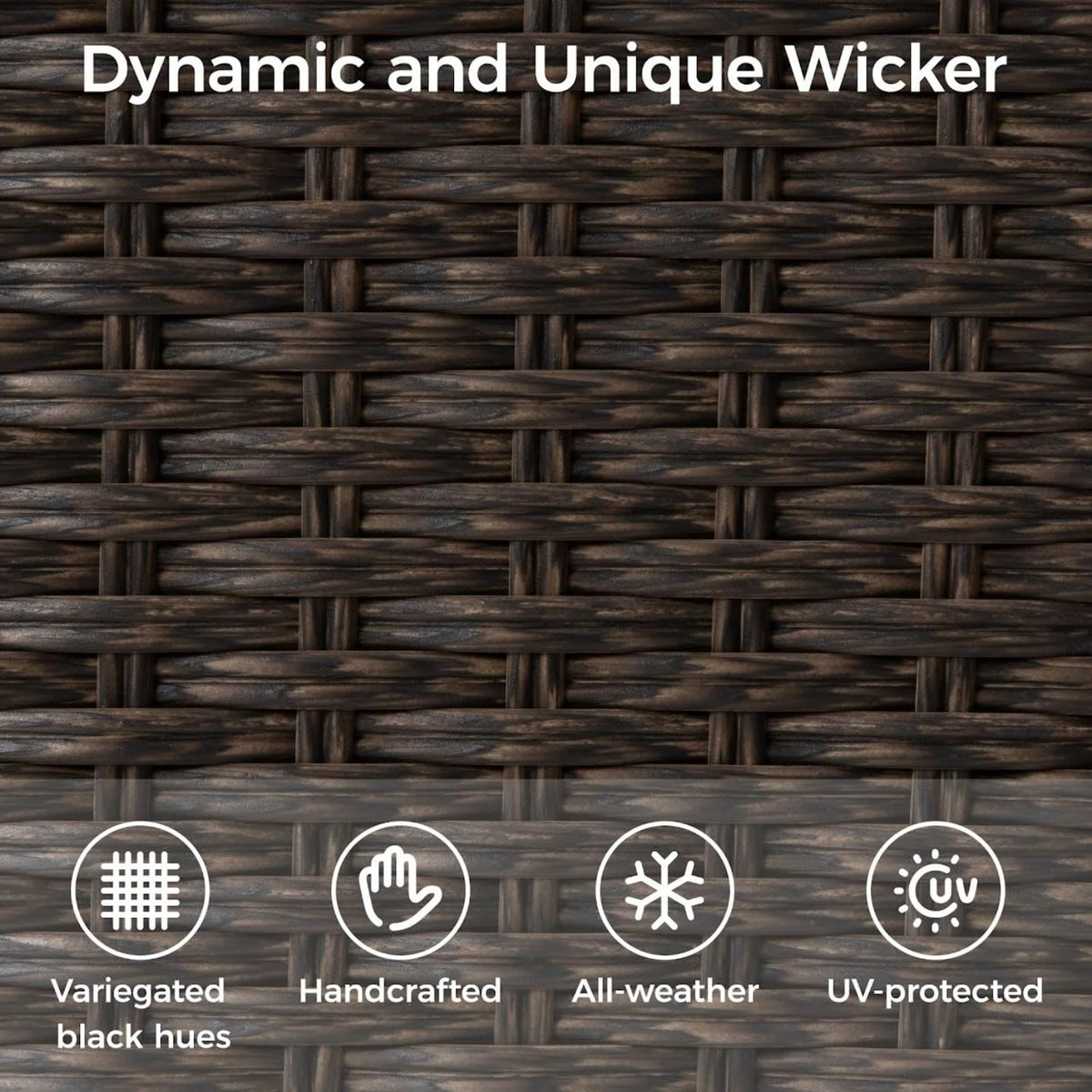 RoyalCraft Outdoor Patio Furniture Set, 4 Piece Outdoor Rattan Sofa Set, All Weather Wicker Conversation Set with Fire Pit Table for Porch Backyard Garden
