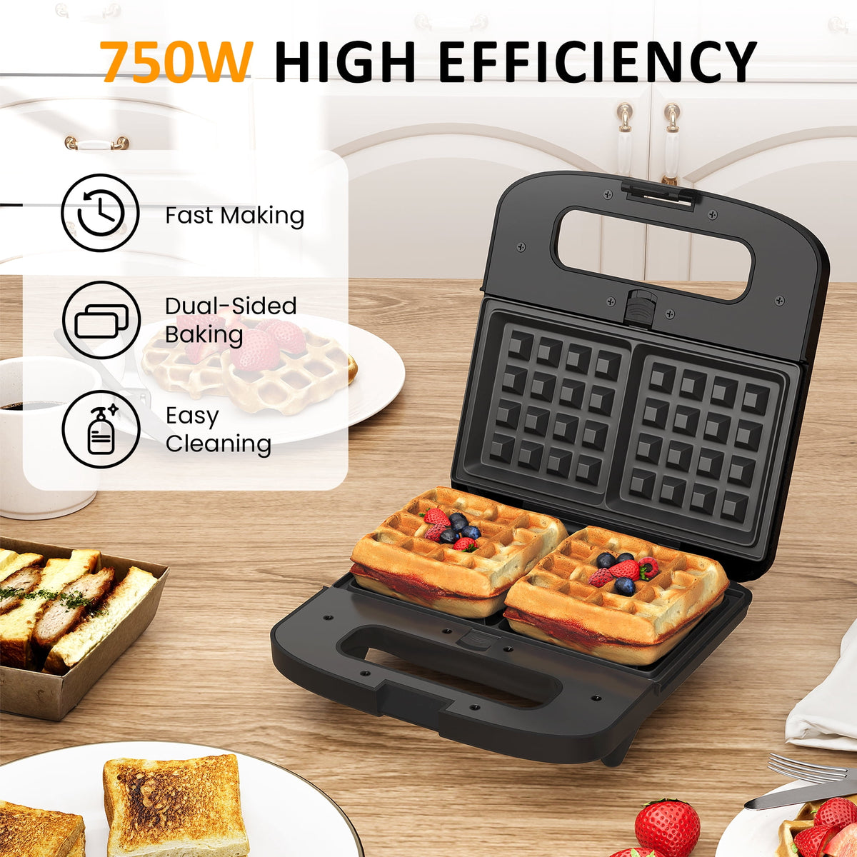 Royalcraft 3 in 1 Electric Waffle, Grill & Sandwich Maker