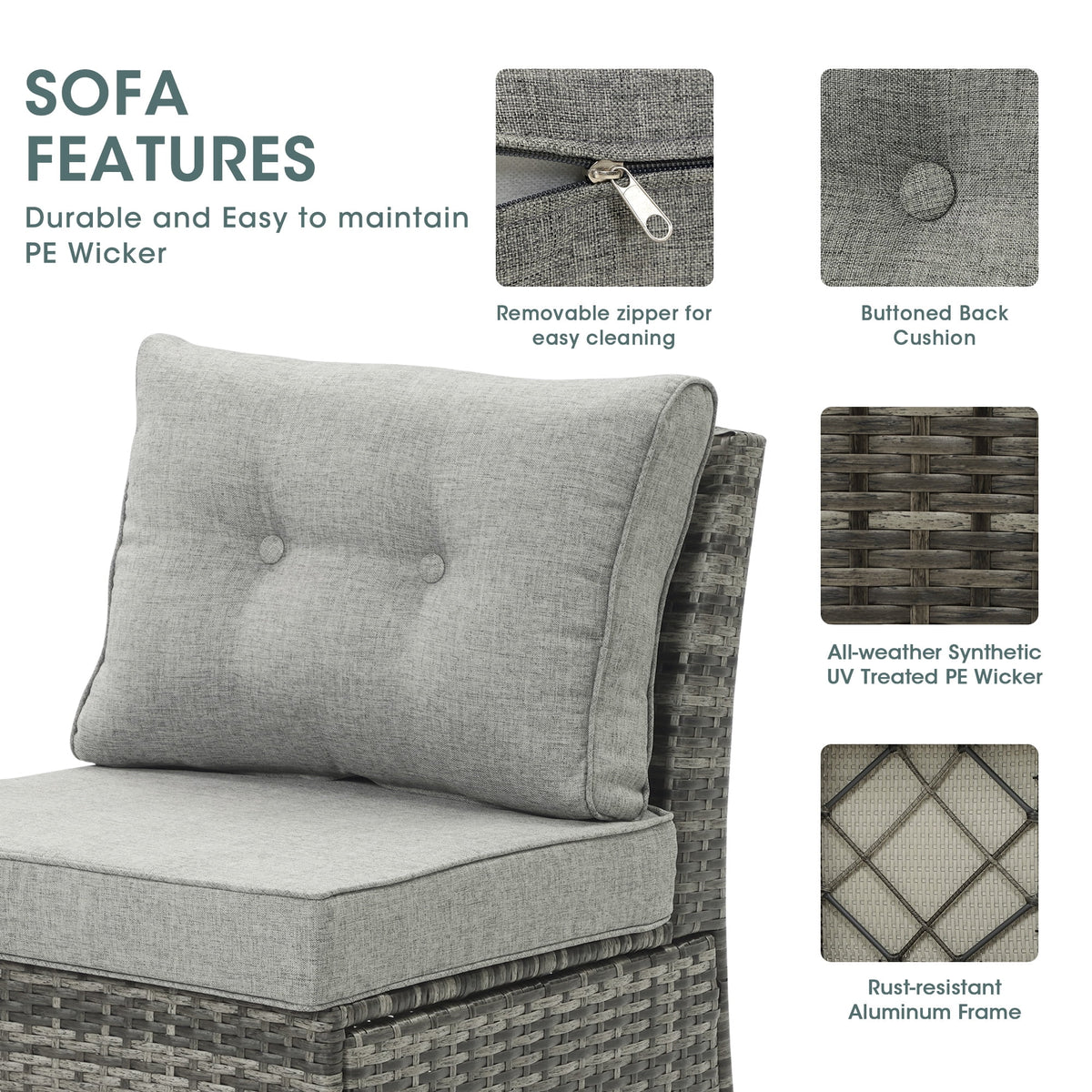 Royalcaft 2 Piece Outdoor Patio Wicker Armchairs, All Weather Outside Rattan Chair Patio Furniture Set with Blue Cushions