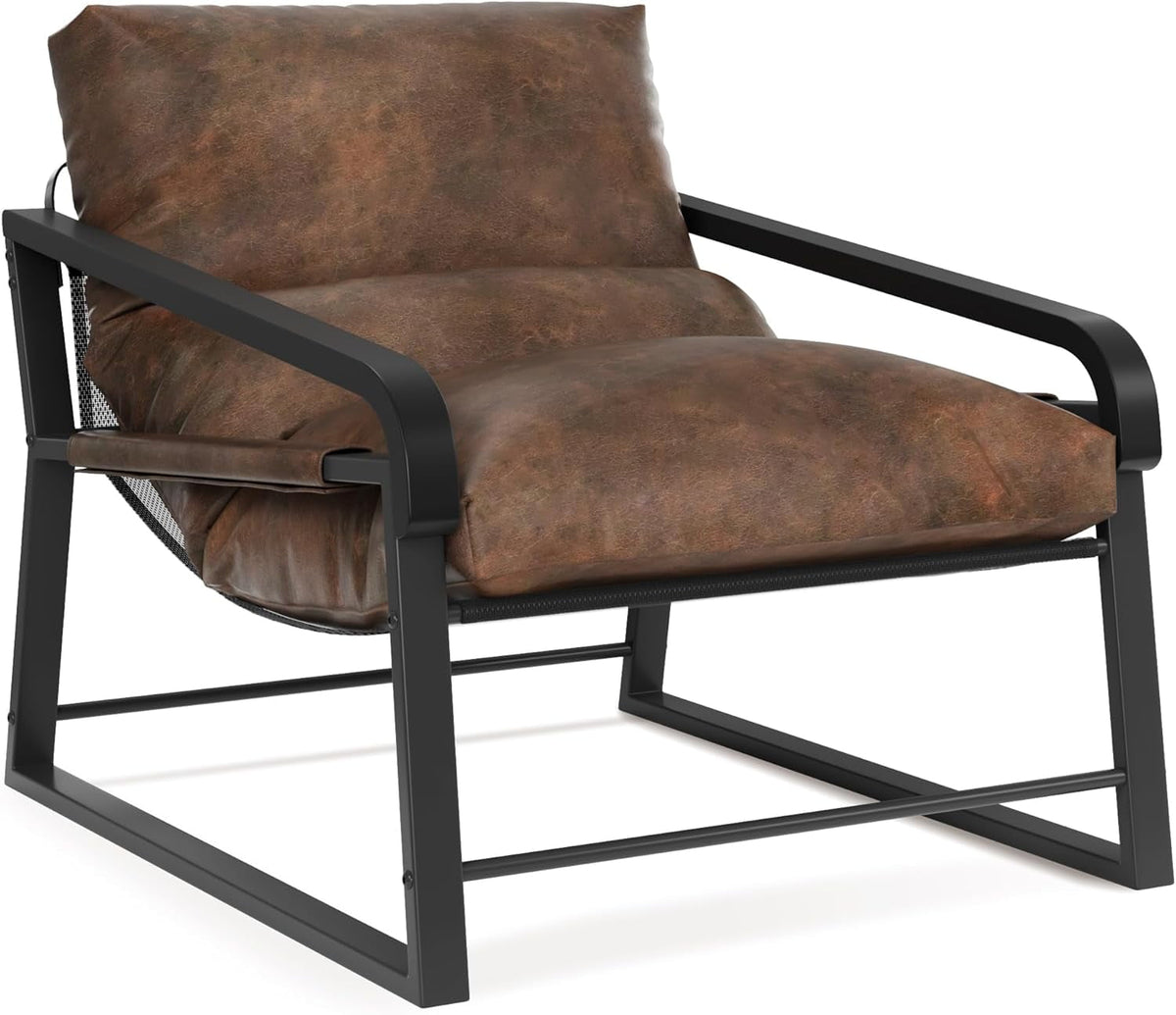 Royalcraft Modern Accent Chair, Comfy Armchair with Cushion and Metal Frame, Lounge Sofa Chair for Living Room, Bedroom, Home Office, Beige
