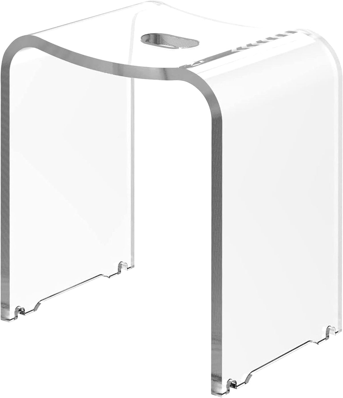CozyHom Acrylic Shower Stool, Modern Shower Bench with Curved Seat & Water Leaking Hole, Shower Stool for Inside Shower with Anti-Skip Feet & 300LBS Weight Capacity