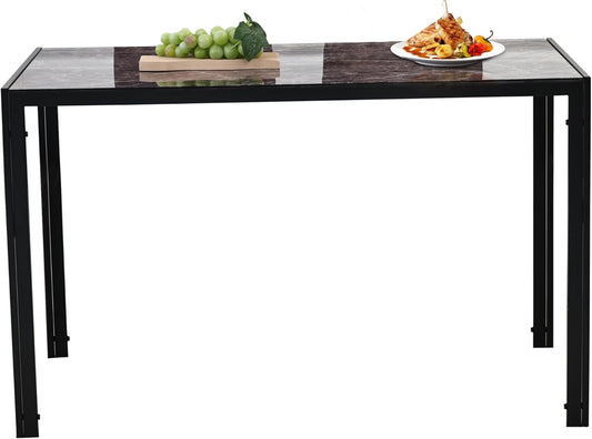 CozyHome 47" Dining Table for 2-4People, Rectangular Kitchen & Dining Room Tables, Brown Industrial Glass Style Apartment Dinning Room Dinette Tables for Eating Dinner
