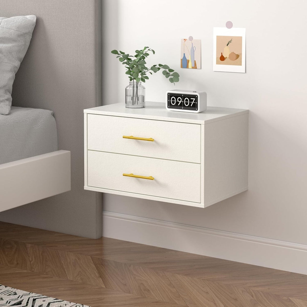 CozyHome Cube Storage Organizer, 2-Drawer Stackable Bookshelf, White Single Cube Shelf, Modular Cubby Storage System, Wooden Display Shelf for Closet, Living Room, Bedroom, Apartment, Dorm