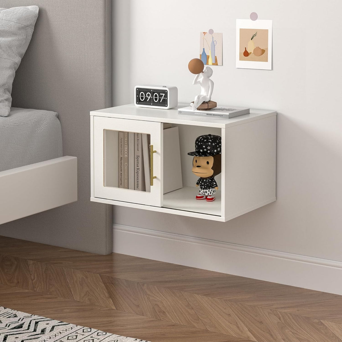 CozyHome Cube Storage Organizer with Acrylic Door, White Stackable Bookshelf, Modular Cubby Storage System, Cubby Organizer Wooden Display Shelf for Closet, Living Room, Bedroom, Apartment, Dorm