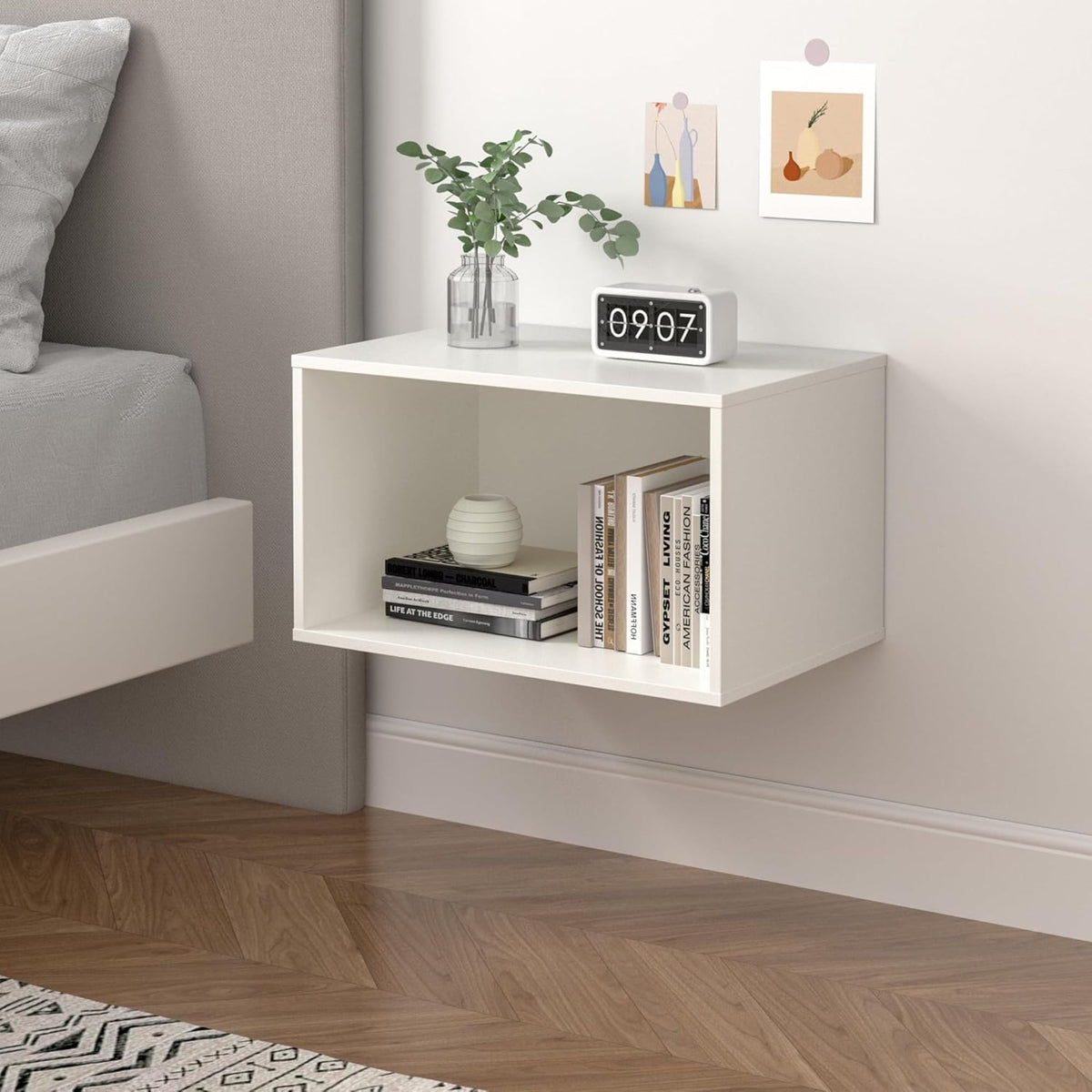 CozyHome Cube Storage Organizer, Stackable 24" Small Open Bookshelf, Single Cube Shelf, Modular Cubby Storage System, Wooden White Display Shelf for Living Room, Bedroom, Apartment, Dorm