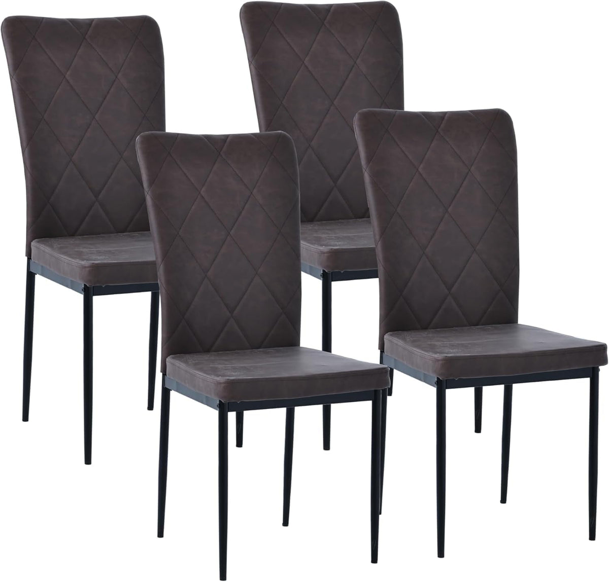 CozyHome PU Cushion Mid-Century Accent Chairs, Upholstered Dinning Chairs Set of 4, Kitchen Side Chair with Waterproof Surface and Iron Legs for Dining Room,Kitchen