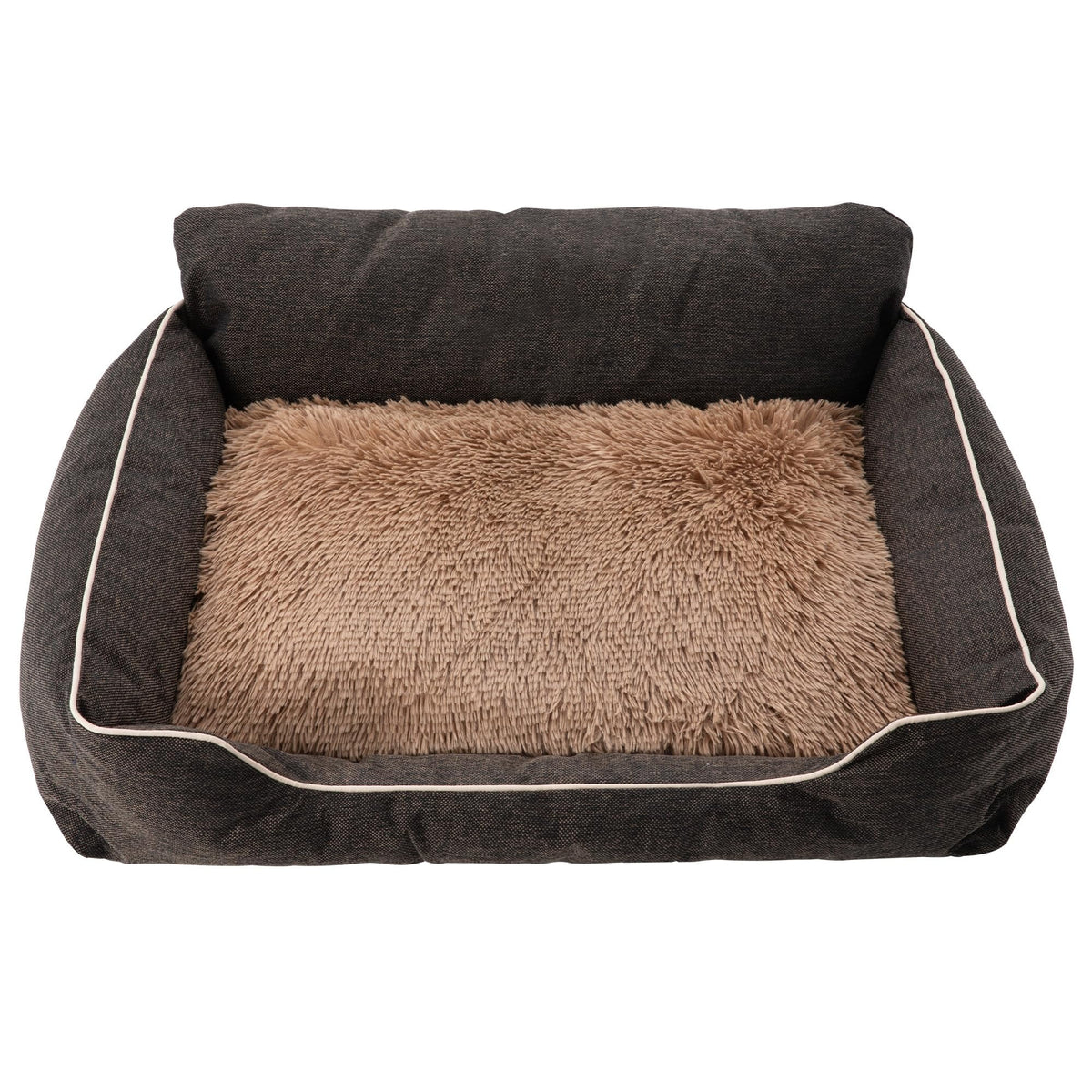 CozyHome Medium Dog Bed with Anti-Slip Bottom, Cat Bed with Removable Washable Cover, Plush Pet Bed for Dogs and Cats, Cute Dog Pillow Bed, Calming Cat Couch Bed for Indoor, Outdoor, Brown