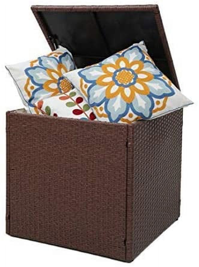 Royalcraft Outdoor Storage Box, 140 Gallon Grey PE Wicker Patio Storage Bin Patio Deck Boxes with Waterproof Inner