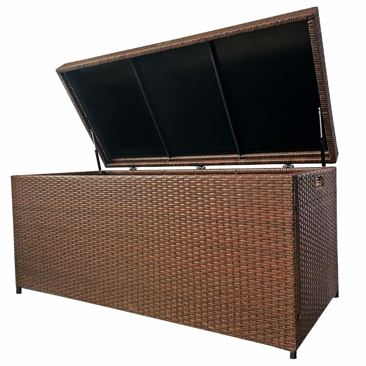 Royalcraft Outdoor Deck Storage Box, Waterproof Outside Patio Rattan Wicker Storage Bin Container with Liner, Large Box for Cushions, Pool Toys and Garden Tools