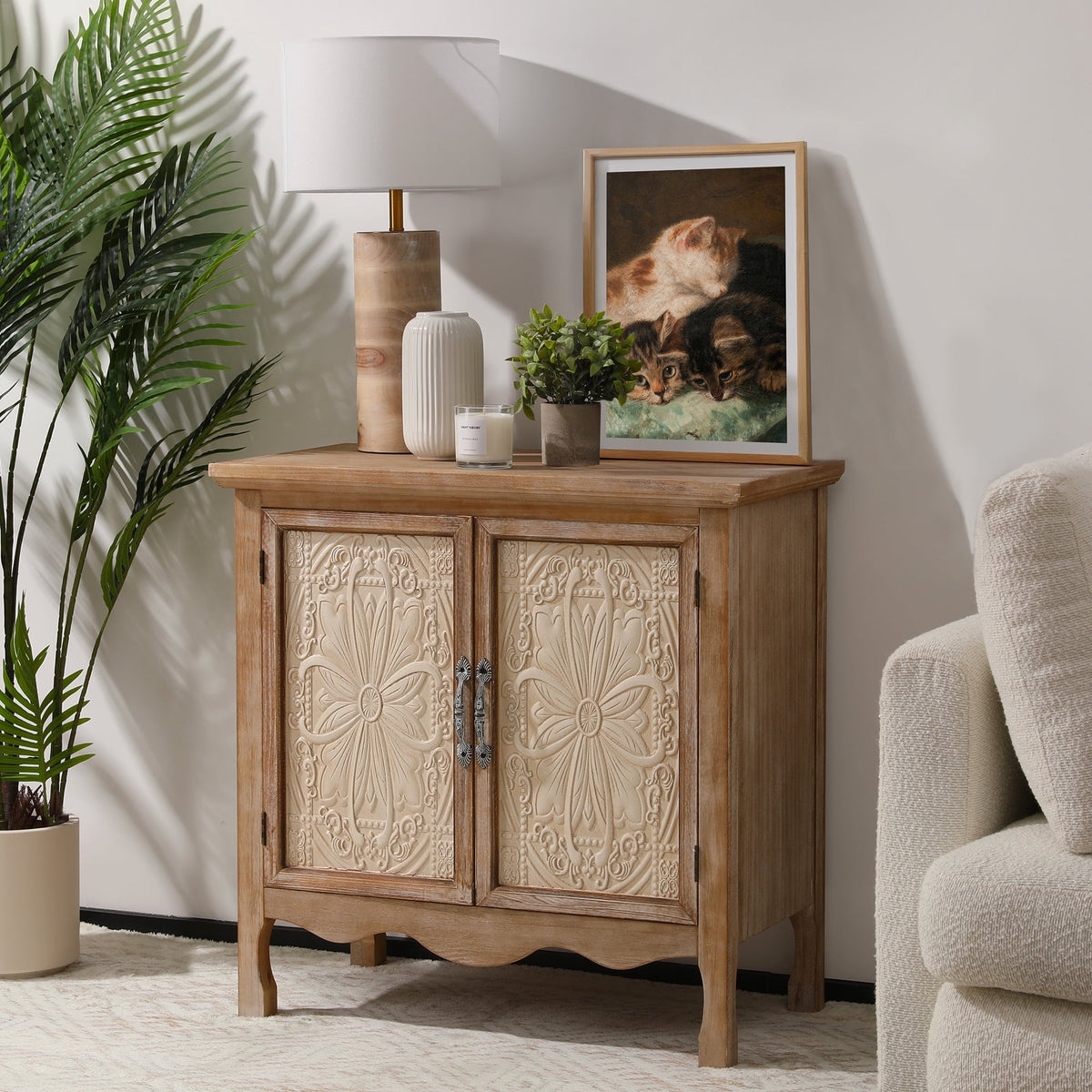 RoyalCraft 2-Door Storage Cabinet, Accent Buffet Server Cabinet, Kitchen Sideboard Cabinet, Wood Cabinet Organizer for Hallway, Dining Room, Living Room, Entryway