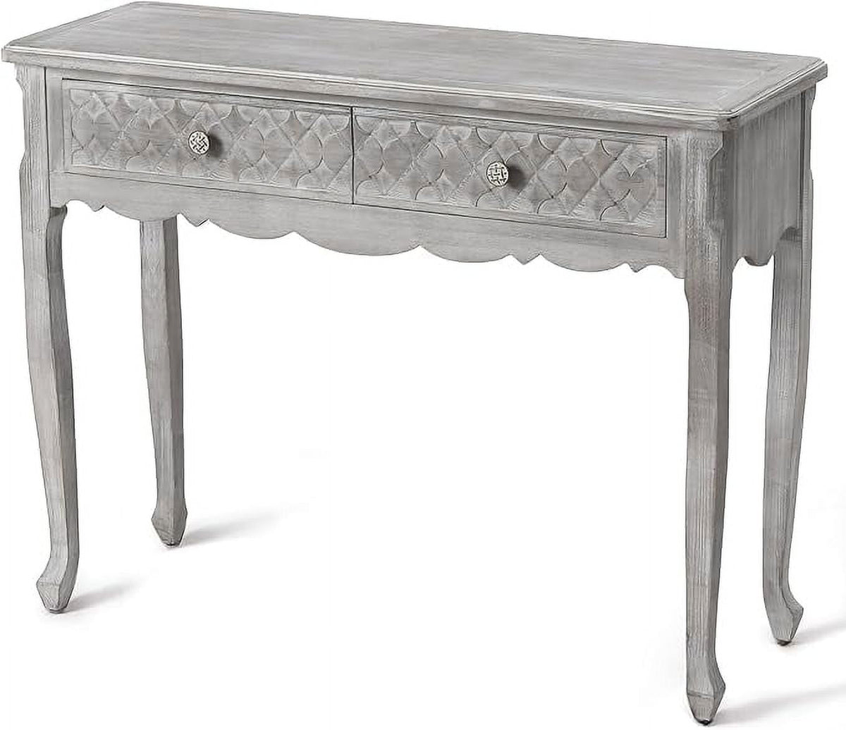 RoyalCraft 42" Console Table with Carved Drawers, Farmhouse Wood Entryway Table, Small Sofa Table for Living Room, Entryway Table with Storage, Foyer Table for Hallway, Front Door, Gray