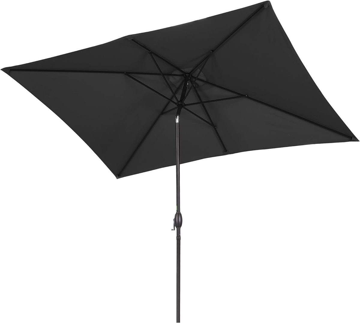 RoyalCraft 6.5 x 10 Ft Rectangular Patio Umbrella Aluminum Pole, Outdoor Table Market Umbrella with Crank, 6 Steel Ribs, Polyester Canopy, Light Blue