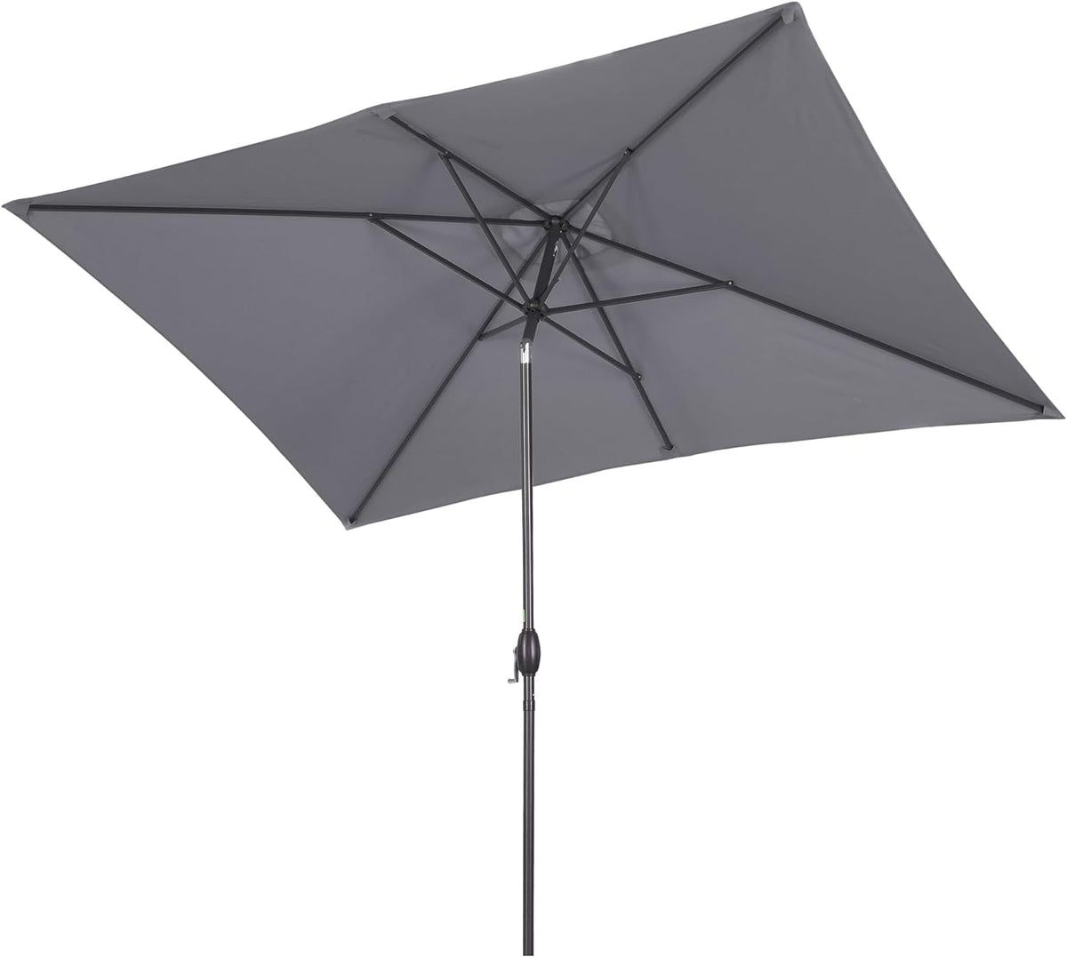 RoyalCraft 6.5 x 10 Ft Rectangular Patio Umbrella Aluminum Pole, Outdoor Table Market Umbrella with Crank, 6 Steel Ribs, Polyester Canopy, Light Blue