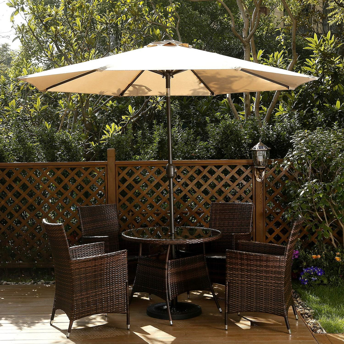RoyalCraft 7.5 Ft Patio Umbrella Outdoor Market Table Umbrella Luxury Aluminum Pole Umbrella with Push Button Tilt and Crank, 6 Ribs, Polyester Canopy, Black