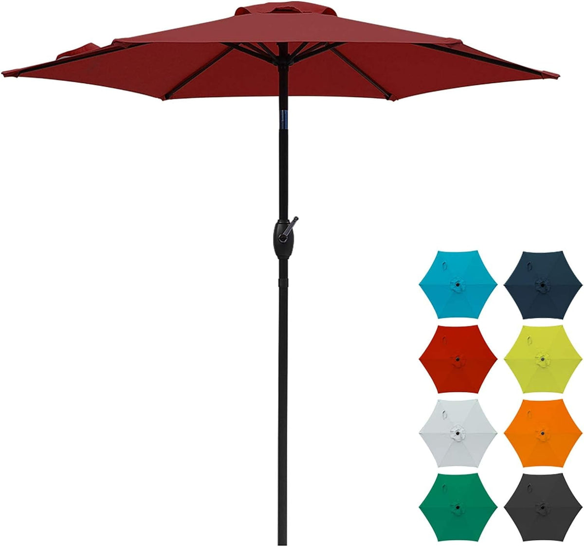 RoyalCraft 7.5 Ft Patio Umbrella Outdoor Market Table Umbrella Luxury Aluminum Pole Umbrella with Push Button Tilt and Crank, 6 Ribs, Polyester Canopy, Black